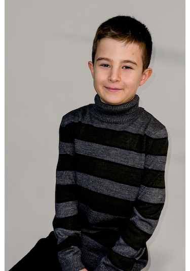 Alexandergardı Çocuk Balıkçı Yaka Şeritli Kazak C21-18749 001