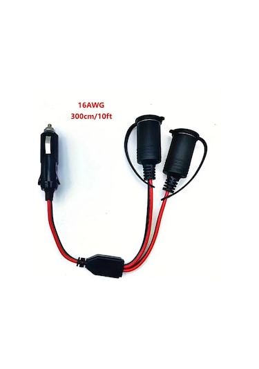 Dashanshop 1 Adet 15a Sigortalı 16awg Uzatma Kablolu 10ft Çift Çıkışlı Araç Çakmaklık Adaptörü 12v 24v Gps Dash Cam