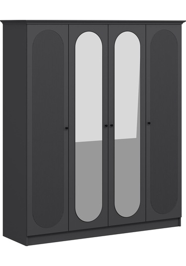 Kale 4 Kapak 2a 2ç Dolap Antrasit - Mebran Defne Ayna Antr 190cm Antrasit