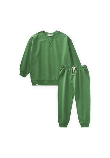 Cigit Basıc Sweatshırt Takım 3-8 Yaş Yağ Yeşili