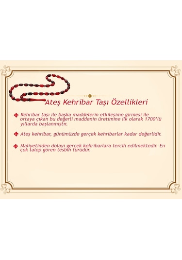 Kararmaz Metal Halat Püsküllü Arpa Kesim Bala-siyah Ateş Kehribar Tesbih