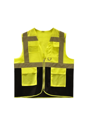 Mühendis İkaz Yeleği Reflektörlü Sarı-Lacivert - XL