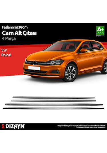 S-dizayn Vw Polo Mk6 Krom Cam Çıta 4 Prç. 2017-2021