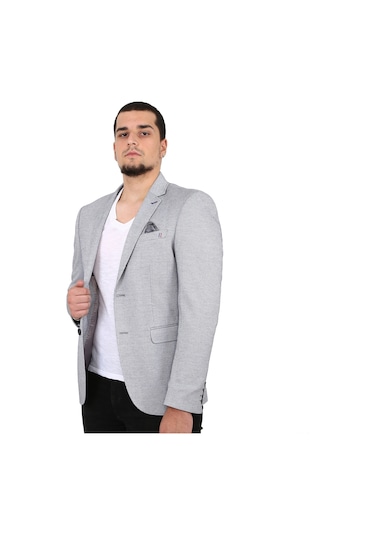 5131 Iki Düğme Tek Yırtmaç Dar Kalıp Büyük Beden Blazer Ceket(372290852)