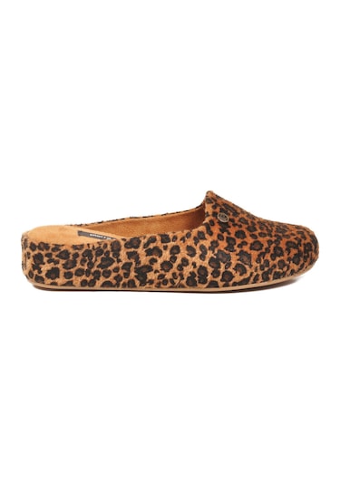 Pierre Cardin Taba Leopar Hafif Tekstil Süet Önü Kapalı Kadın Ev Terliği Pc-55371 Z Taba