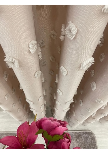 Brillant Carla Puffy Püsküllü Perde İstenilen Tüm Ölçülerde Bej Bej