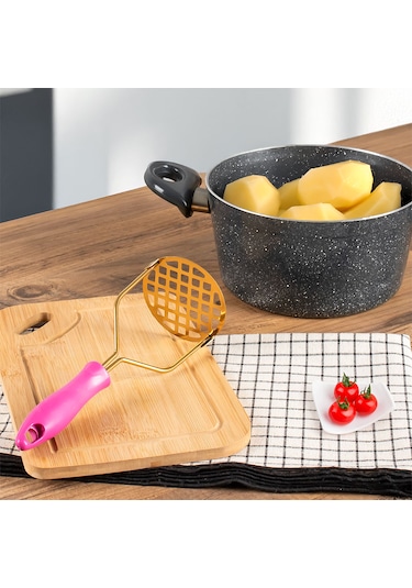 Porsima Paslanmaz Metal Patates Ezici Patates Ezeceği 24cm Fuşya
