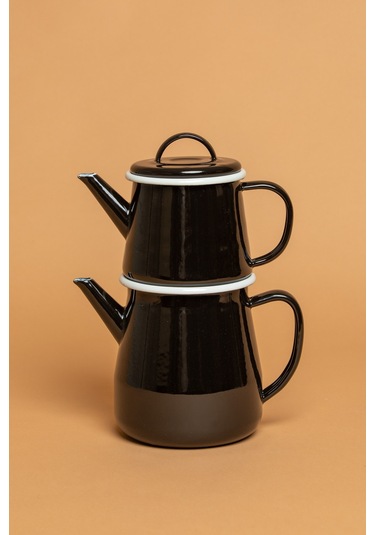 Velluto Nero Emaye Siyah Çaydanlık Takımı Ebutay Siyah