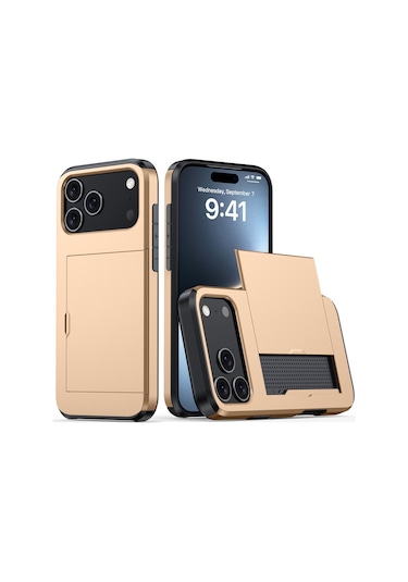 Snapbuy, İphone Uyumlu İçin Kredi Kartı Bölmesi Olan Cüzdan Kılıfı  İphone Uyumlu 16e Gold