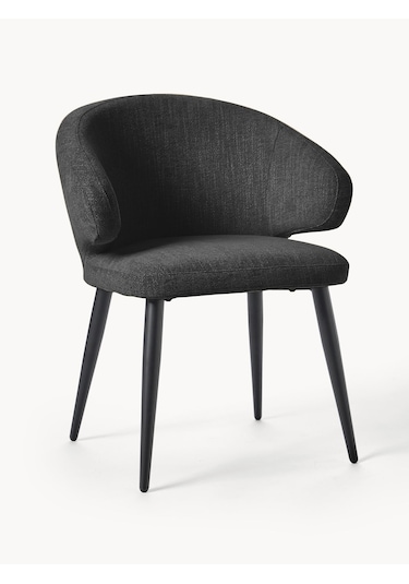 Celıa Bouclé Kollu Sandalye Midcentury Tarzında Şıklık Ve Konfor Siyah