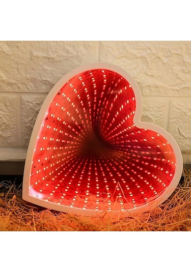 3d Heart Tunnel Lamp Red Led Light 3d Işıklı Dekor Kalp Işık Usb+pilli Led Işık Dekor Masa Lambası Yılbaşı Işıkları