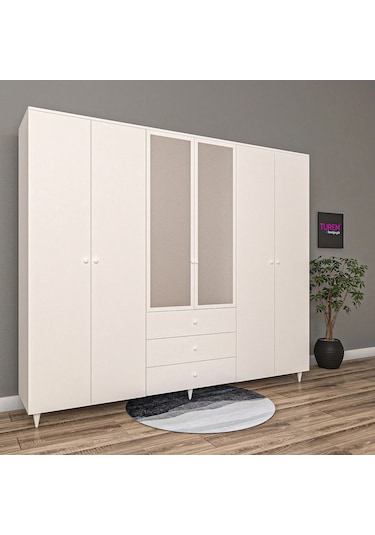 Trade 6 Kapılı Gardrop Mdf Sis Gri