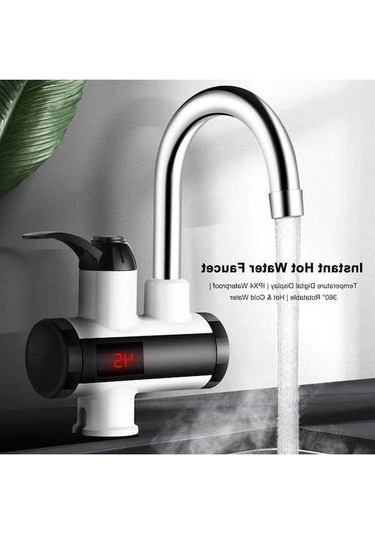 Bosphorusboutique02 3000w Hızlı Isıtan Musluk Bataryası, Soğuk Ve Sıcak Su, Led Gösterge, Güvenli Kullanım, 360 Derece Dönülebilir, Ipx4 Su Geçirmez .