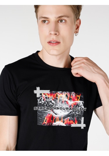 Colins Siyah Erkek Tshirt K.Kol Cl1064711 Q1.V2 Blk 001