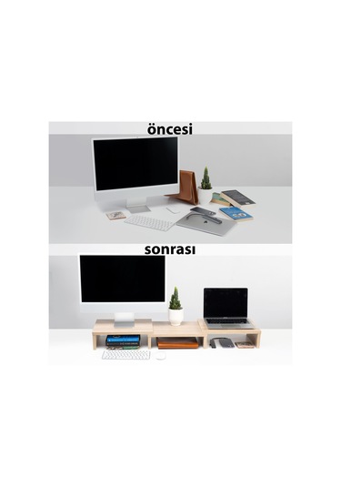 Çift Monitör Standı Ekran Yükseltici Bilgisayar Masaüstü Düzenleyici