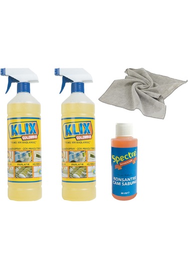 Klix Colombia Temizleyici 2 Adet + Mikrofiber Bez +  Spectre Cam Sabunu Araba Seti