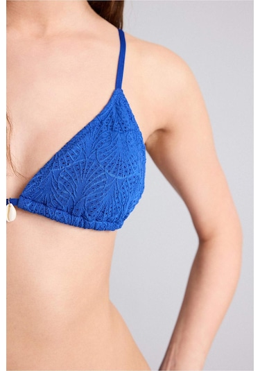 Defacto Regular Fıt Nakışlı Brode Bikini Üstü B6894ax26smbe114 Mavi-be114