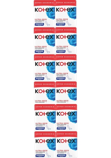 Kotex Ultra Hijyenik Ped Gece 16'Lı 12 Adet