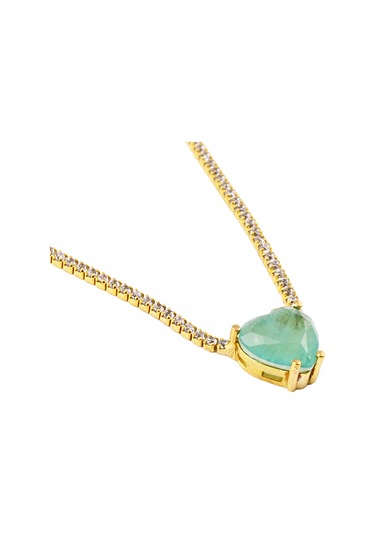 Masaliko Flemen S 2 Kalp Su Yolu Gümüş Kolye Ms3309, 925 Ayar Kadın Gümüş Kolye, Tennis Kolye Altın