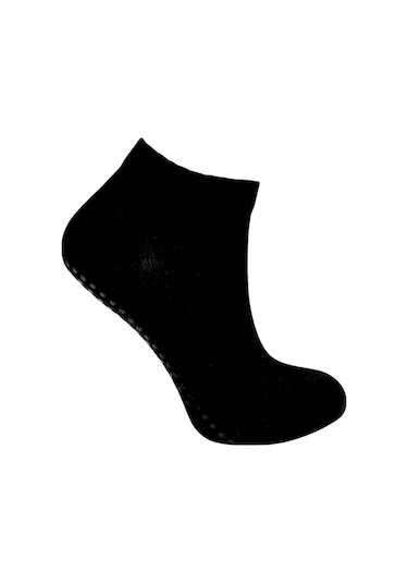 Tek Çift Likralı Kaymaz Taban Abs Silikon Baskılı Spor Aktivite ve Hac Umre Tavaf Erkek Çorap Siyah