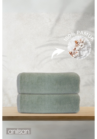 2'li Elen Banyo Havlusu - 70x140 Cm, 570gr, %100 Pamuk, Spa Ve Otel Havlusu, Günlük Kullanıma Uygun Yeşil