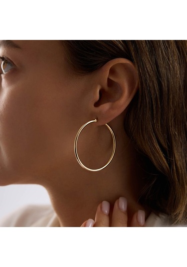 14k Altın Halka Küpe 1.8 Mm 5.5 Cm T14318 Renkli