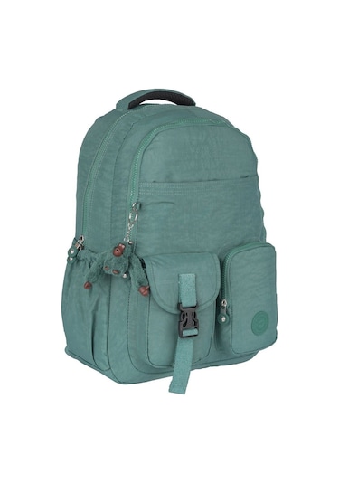 Relaxion Suya Dayanıklı Klinkır Kumaş 9 Bölmeli Geniş Hacimli Okul Günlük Spor Seyahat Sırt Çantası Petrol Yeşil