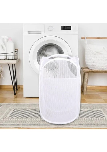 Suntek Çamaşır Sepeti Polyester Taşınabilir Elbise Beyaz