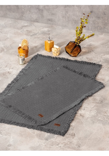 Cotton Box Bath Rug Set Antrasit 75x125 60x90 Antrasit