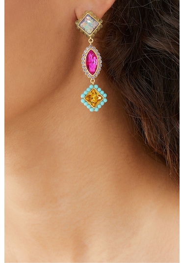 Regency Linear Earrings Kadın Küpe 5x1x0.5 Cm Çok Renkli