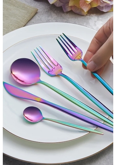 Karaca  Orion Çok Renkli 6 Kişilik 30 Parça Çatal Kaşık Bıçak Takımı