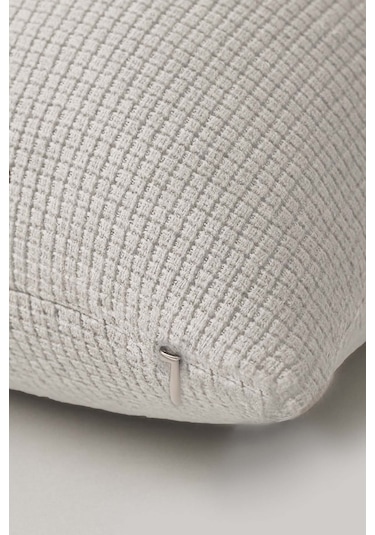 Lacivert Yelkenli Hasır Görünümlü Dokuma Punch Kırlent Kılıfı Ekru