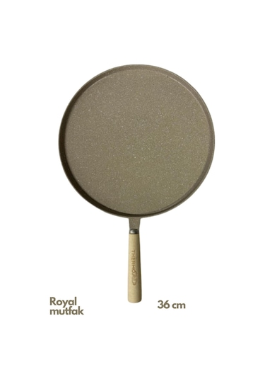 Thermoad Granit Döküm Ahşap Saplı Vizon Gözleme Tavası 36 Cm Vizon