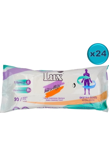 Lüx Hasta Vücut Temizleme Islak Mendil Havlu 50 Yaprak Xl (24 Lü