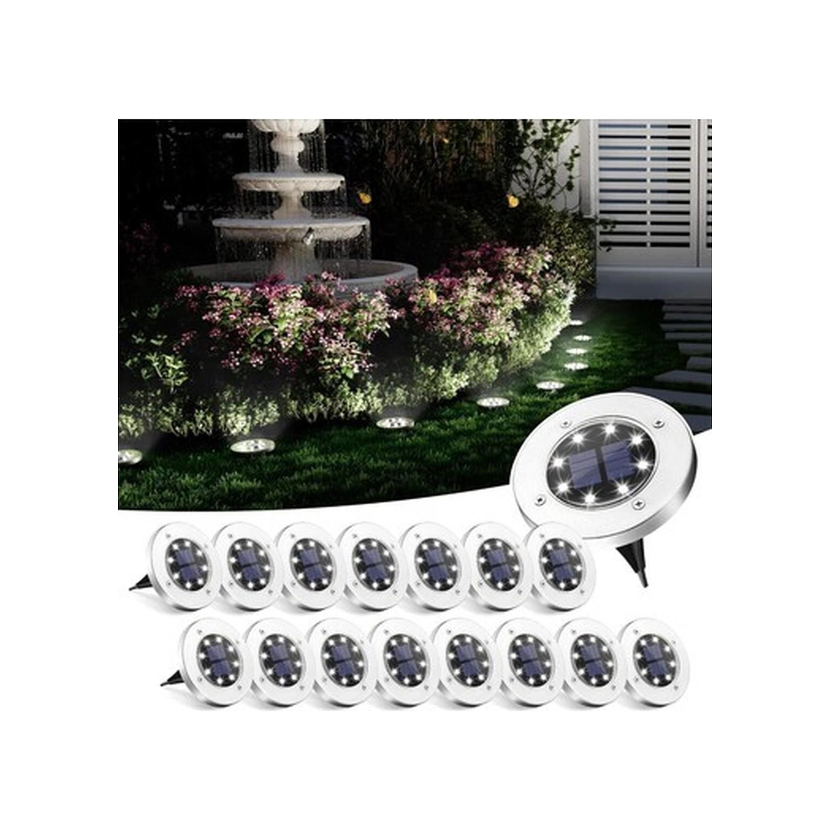 Solpex Güneş Enerjili Zemin Işıkları, Açık Hava Su Geçirmez - 16 Adet Renkli