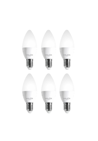 6 Adet Helios 8w Led Buji Ampul 6500k Beyaz Işık E-14 İnce Duy Avize Ampulü 6 Adet