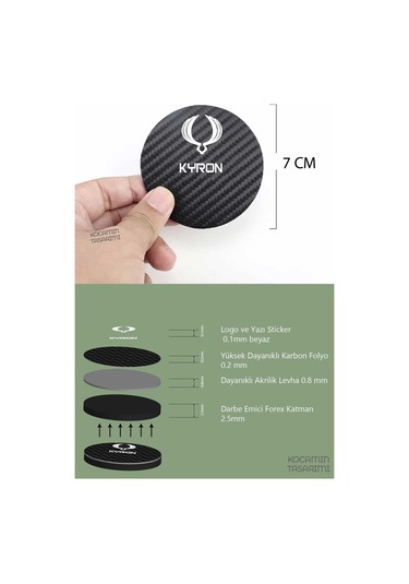 Ssangyong Kyron Siyah Karbon Bardak Altlığı Ssangyong Armalı Kyron Yazılı 7 Cm Dayanıklı Özel Tasarım 2 Adet 2 Adet