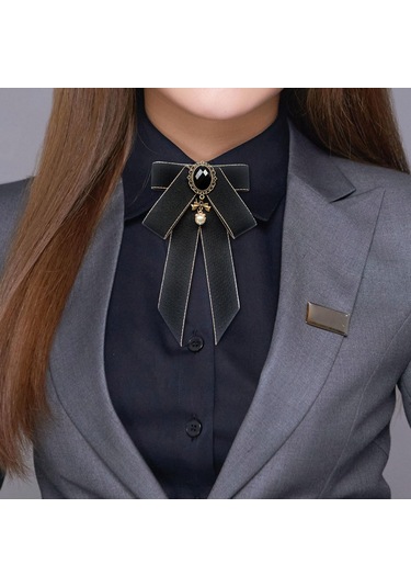 Suntek Şerit Yay Broş Üniforma Bluz Öğrenci Için Ön Siyah