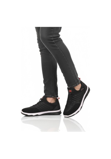 Siyah Kırmızı Elastik Bağcıklı Hafif Esnek Erkek Spor Ayakkabı Dong 2534 M Siyah-kırmızı