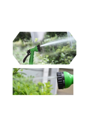 Mufunye Yeşil Gartımsı Geniş Kullanımlı 7.5m Şişirilebilir Su Hortumu, Yüksek Basınçlı Yıkama Pistoli Ve Bağlantı Aksesuarları Seti