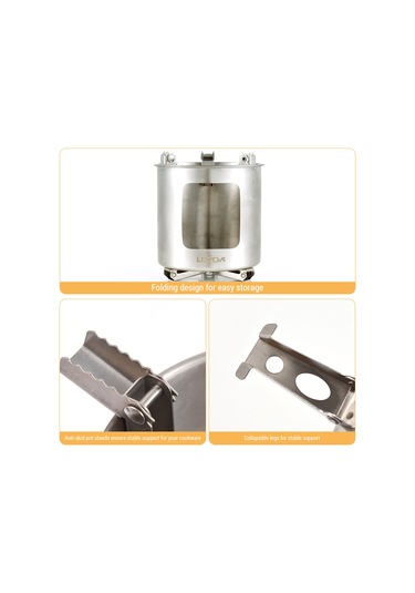 Kangvka Çelik Gövde Kamp Fırını, Doğal Yakıtlı Çalı, Yaprak , Çamaşır, Piknik, Outdoor Seyahatler İçin Hafif 180g Gümüş
