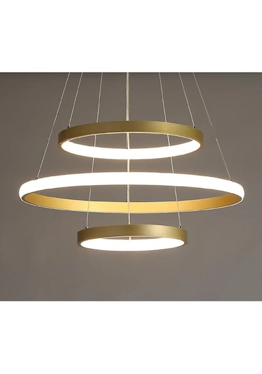 Gold / Platform / 60-50-30 Cm / 3 Renk Işık / Sarkıt Avize / 3 Yı Gold Sarı