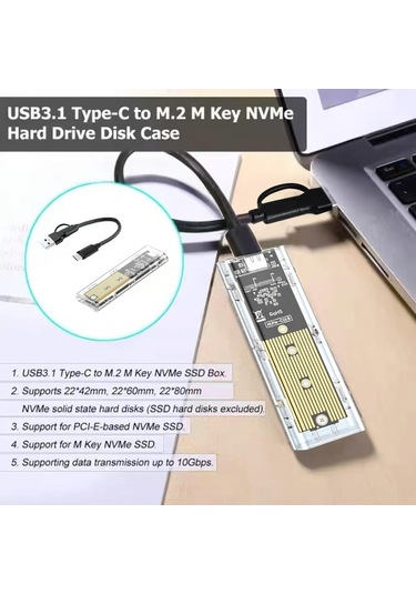 M.2 Nvme Ssd Muhafaza, Usb 3.1 Gen 2 10gbps M.2 Pcıe Sata Ssd Boyutu 2230 2242 2260 2280