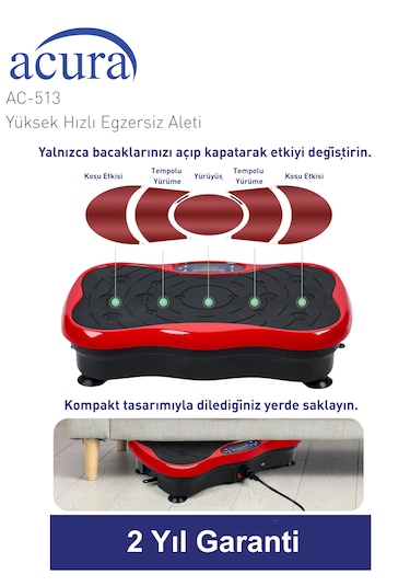 Ac-513 5 Programlı Bluetoothlu Yüksek Hızlı Egzersiz Aleti Kırmızı