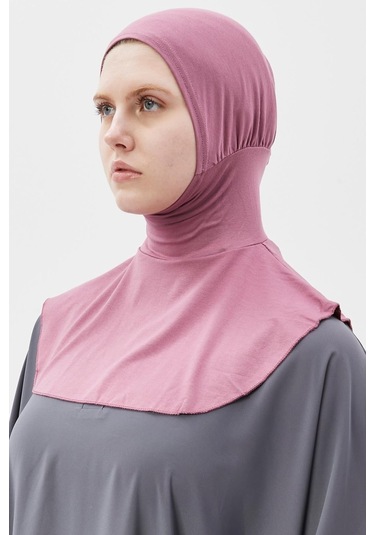 Kadın Tesettür Pratik Boyunluklu Hijab - Sporcu Bone Maron Gülkurusu