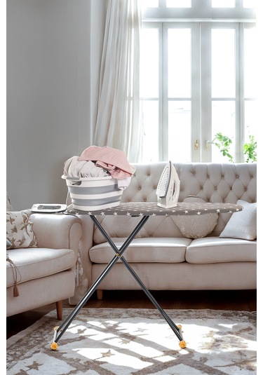 Smoothpress Monoblok Metal Tablalı Buharı Geçiren Özel Kumaşlı Premium Ütü Masası Gri