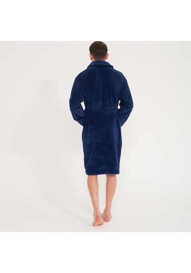 Erkek Welsoft Şal Yaka Polar Sabahlık-Lacivert
