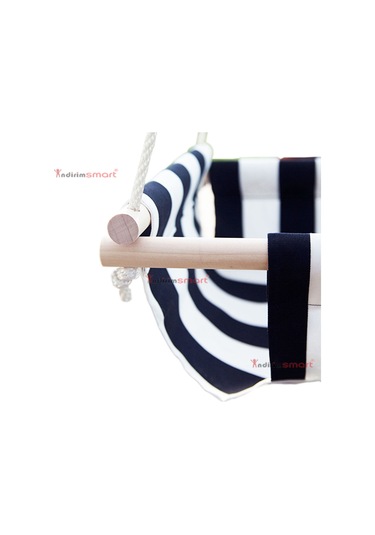 Bundera Ahşap Bebek Salıncak Çocuk Beşik Hamak Salıncağı Mavi Çizgili