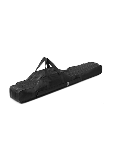 Jeehugo Siyah 120cm Üç Bölmeli Balıkçılık Çantası - Oxford Kumaş, Metal Reşetler Ve Sağlam Depolama