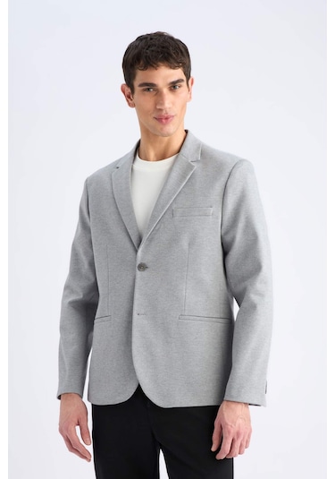 Defacto Slim Fit Dar Kesim Astarlı Blazer Ceket W9254az25spgr377 Gri